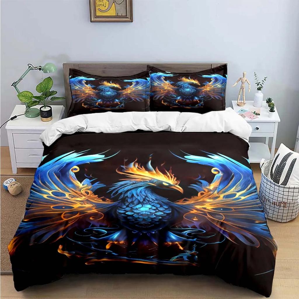 Fashion Popular Mythical Beast Phoenix Print Beding Sets Bed Suplies Set Soft Duvet Cover Bed Warm Comforter Set Beding Set High-End Premium Gift