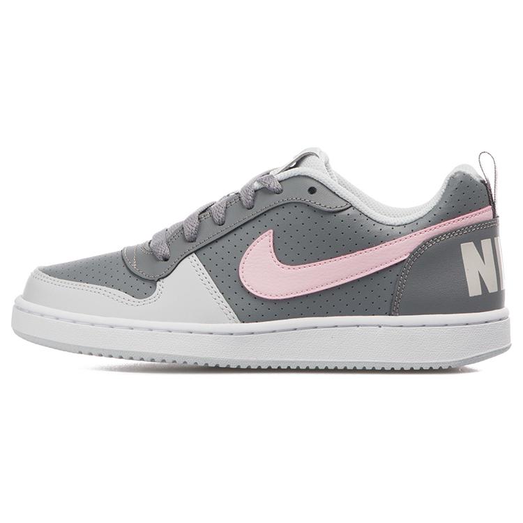 

Nike Court Borough Low Synthetic Leather Slip Resistant Abrasion Resistant Low top Kids Skateboarding Shoes Gray Pink 845104-008 36.5
