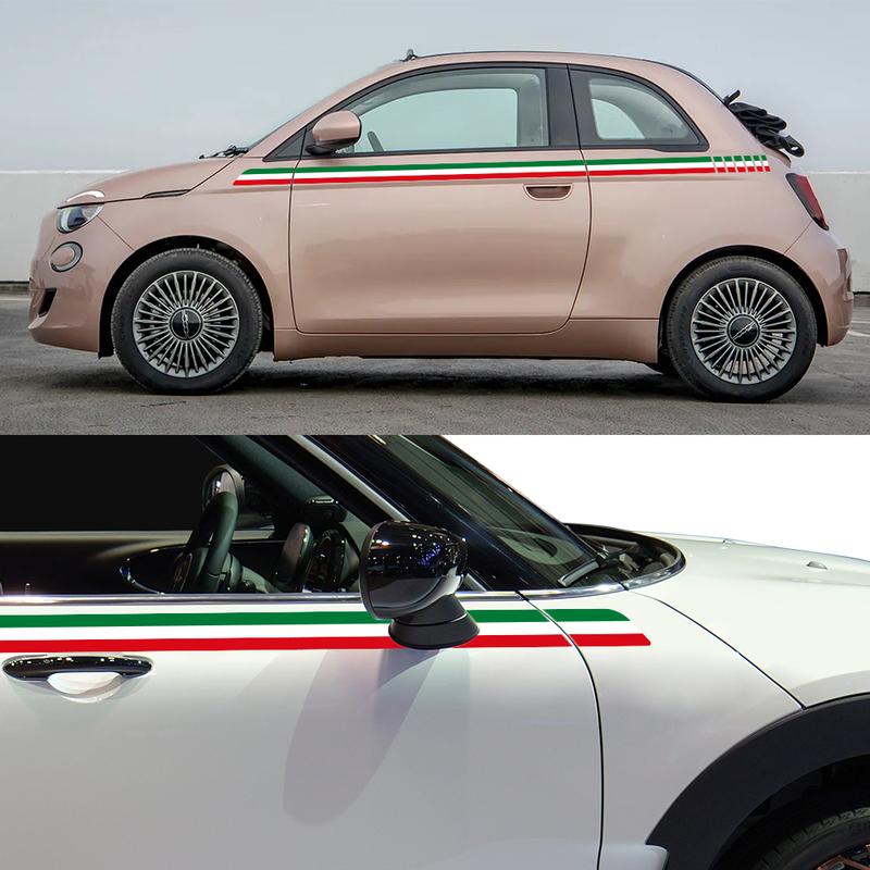 Car Vinyl Decals Italy Flag Racing Stripes Graphics Side Door Italian Style Sticker Accessories For Fiat 500 Abarth 595 695 500C
