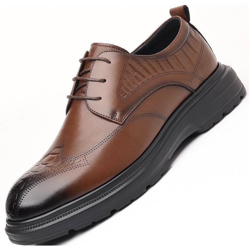 2025 Men's Leather Shoes: Autumn Soft Sole, British Style, Casual & Formal Wear, Ideal for Weddings and Business.