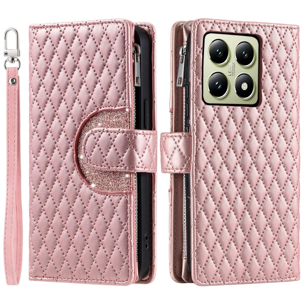 Style 012 for Xiaomi 14T Case Zipper Wallet PU Leather Rhombus Grid Phone Cover