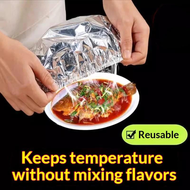 100Pcs Disposable Stretch Fresh-keeping Food Covers Aluminum Foil Elastic Lids for Refrigerator Use