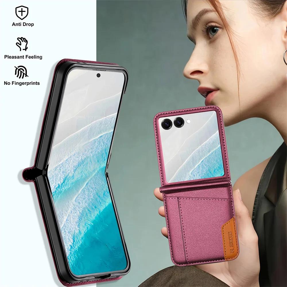 For Samsung Galaxy Z Flip7 FE 2025 Phone Case Flip Leather Wallet Card Samsung Z Flip 7 Case Galaxy ZFlip 6 5 4 3 Magnetic Cover