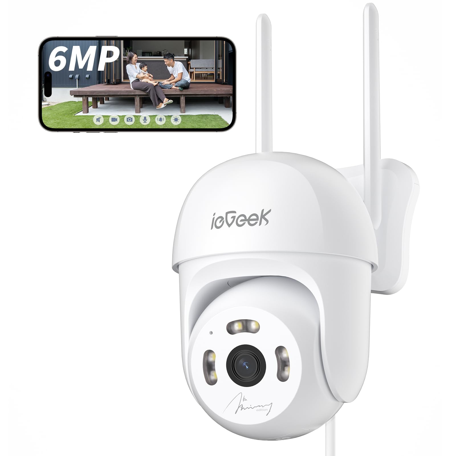 

6 million omnidirectional security Security automatic tracking and surveillance MIPC network recording recording memory human body detection color білий