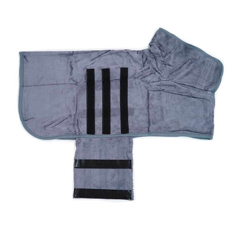 Microfiber Towel Material Dog Bathrobe Quick Dry Fast Absorbent Pet Drying Coat with Adjustable Magic Tape for All Dog Sizes