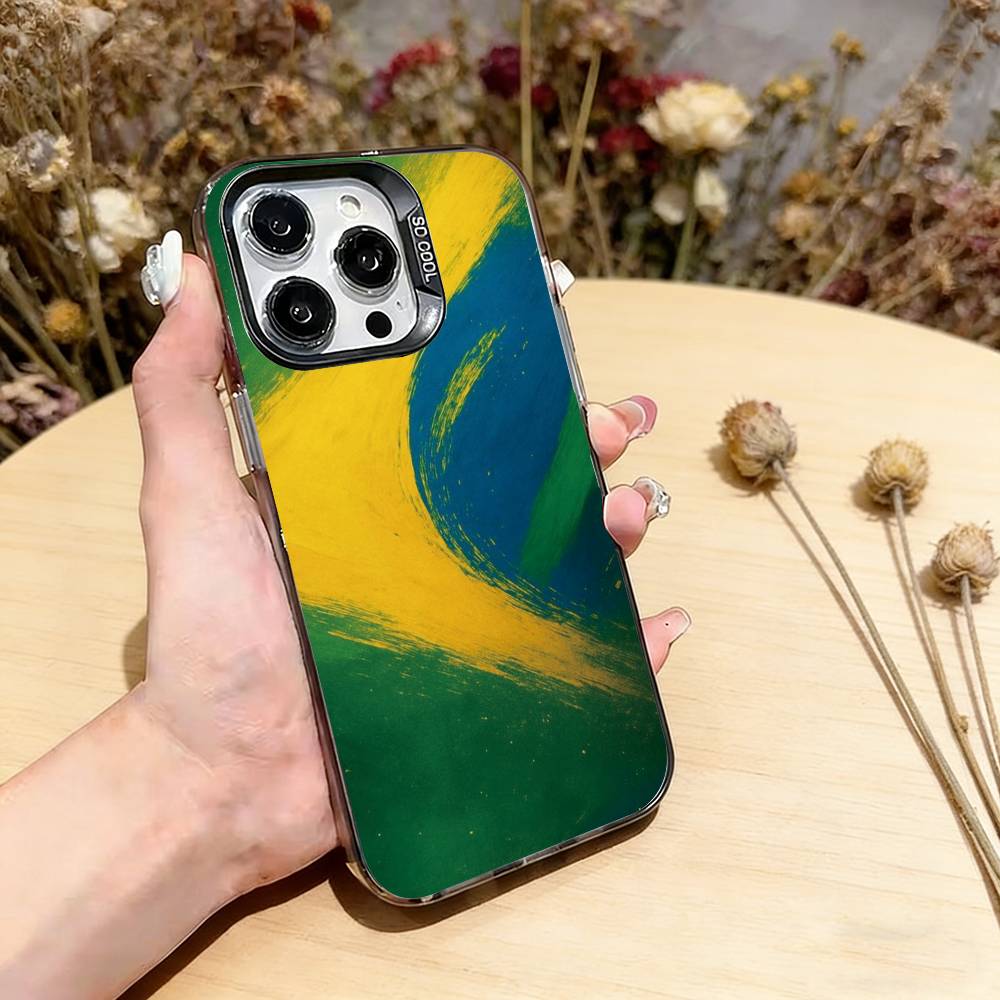 

Brazil Brazilian Flag Phone Case For iPhone 17,16,15,14,13,12,11 Plus,Pro Max,XS,Colorful Silver Black Cover iPhone16Pro