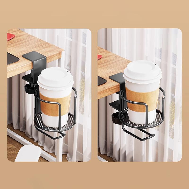 Suporte de Copo para Mesa 2 em 1 com Suporte para Fones de Ouvido, Suporte de Copo Anti-Derramamento-Gancho de Suporte com Rotação 360° Adequado para Copos de Café