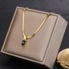 Crystal Zirconia Square Diamond Necklace, Bracelet & Earrings Set in Women's Titanium Steel Clavicle Chain Jewelry