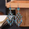 Bohemian Ethnisch Lang Blau Acryl Kristall Wassertropfen Ohrringe für Damen Retro Temperament Geometrisch Hängende Ohrringe Schmuck