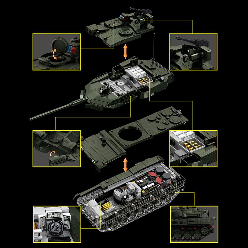 2306PCS Leopard 2A8 Tank Building Blocks Military Model Ornaments Assembly Armored Vehicle Bricks Toys Kit Boys Kids Adult Gifts