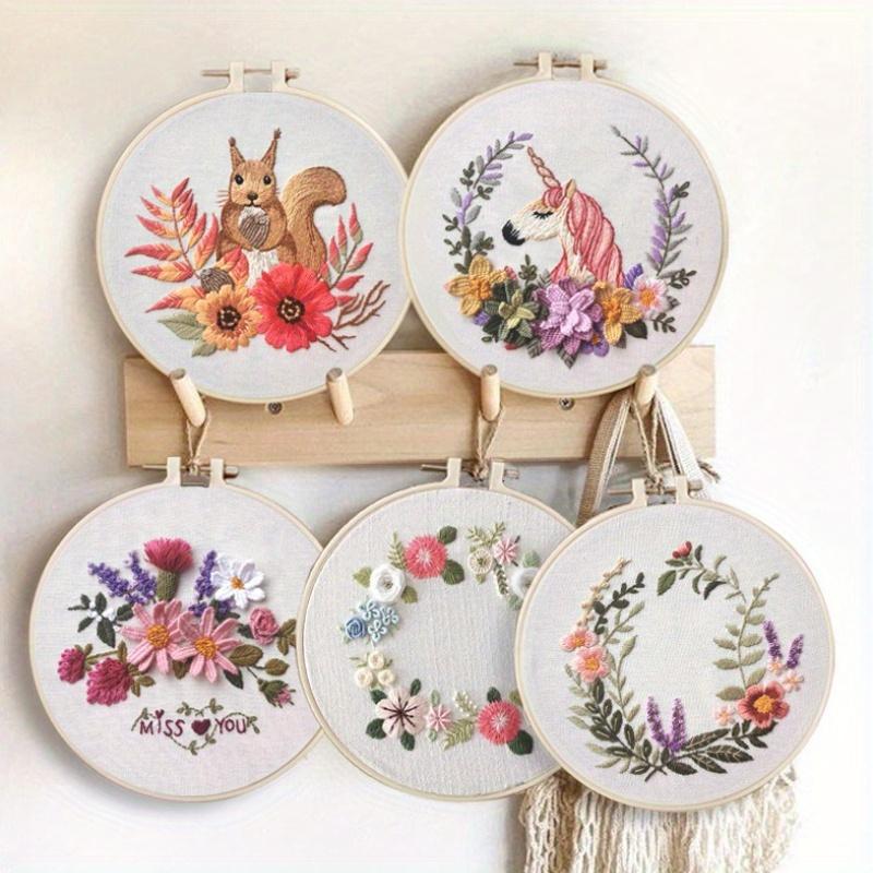 1-piece Floral Embroidery DIY Craft Kit (including tools)