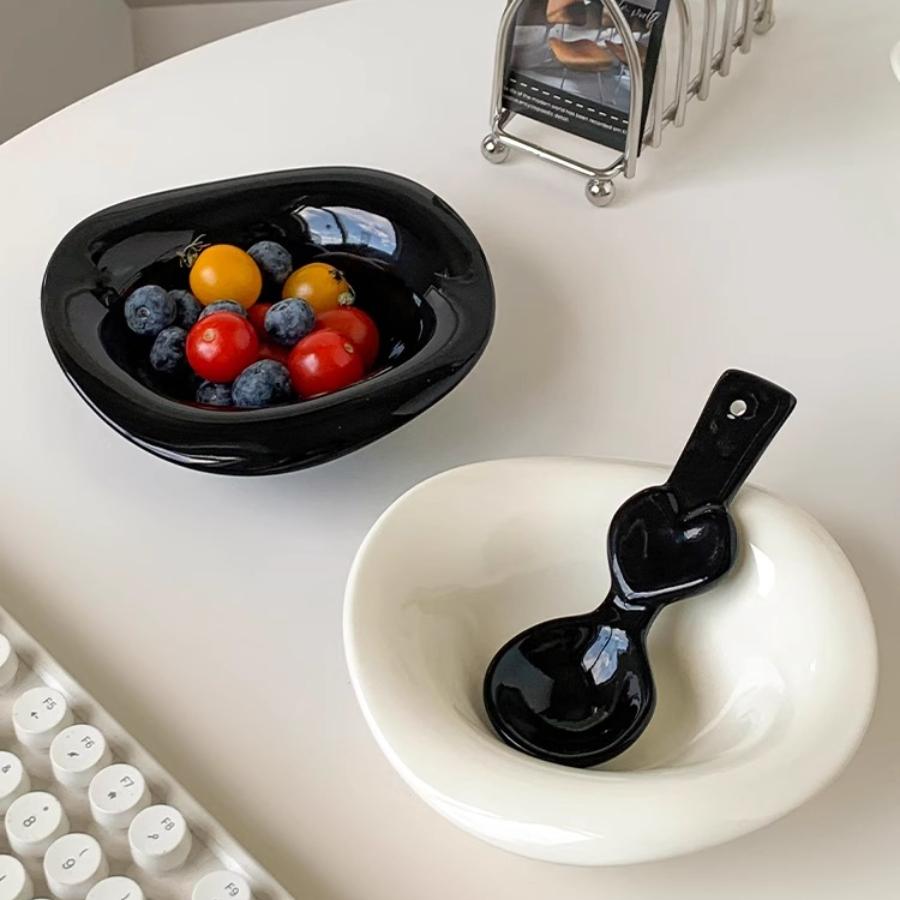 Handmade Ceramic Dessert Bowl Solid Color Yogurt Bowl Household High-value Tableware Fruit Salad Breakfast Oat Yogurt Bowl