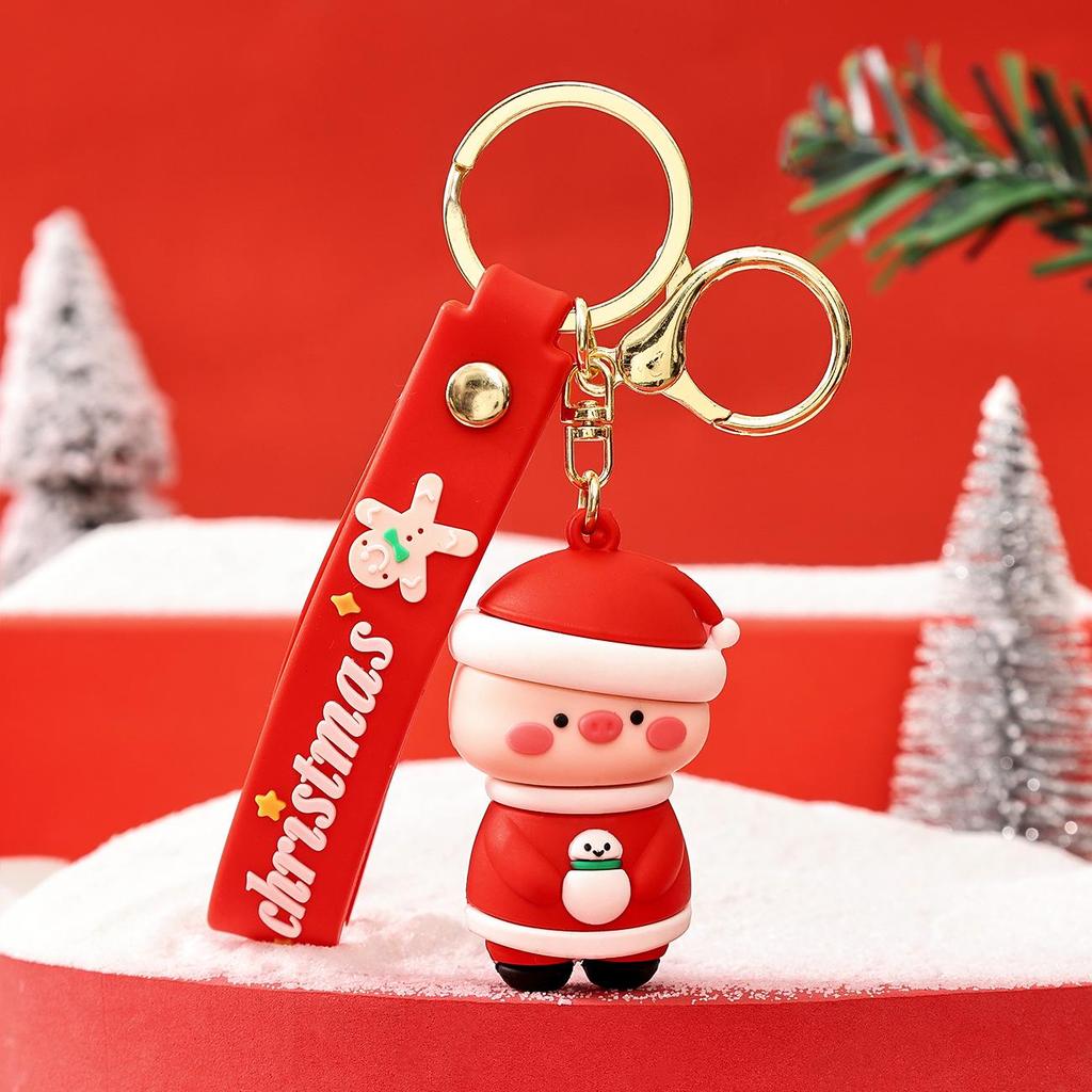 Niedlicher Cartoon Weihnachts Schneemann Gummi Schlüsselanhänger - Weicher Anhänger für Schlüssel oder Taschen