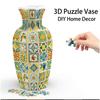 Vaso de Quebra-Cabeça 3D Ornamento DIY Brinquedo Quebra-Cabeça de Porcelana Azul e Branca Placa de Encaixe Decoração para Arranjo de Flores Brinquedo de Presente para Crianças