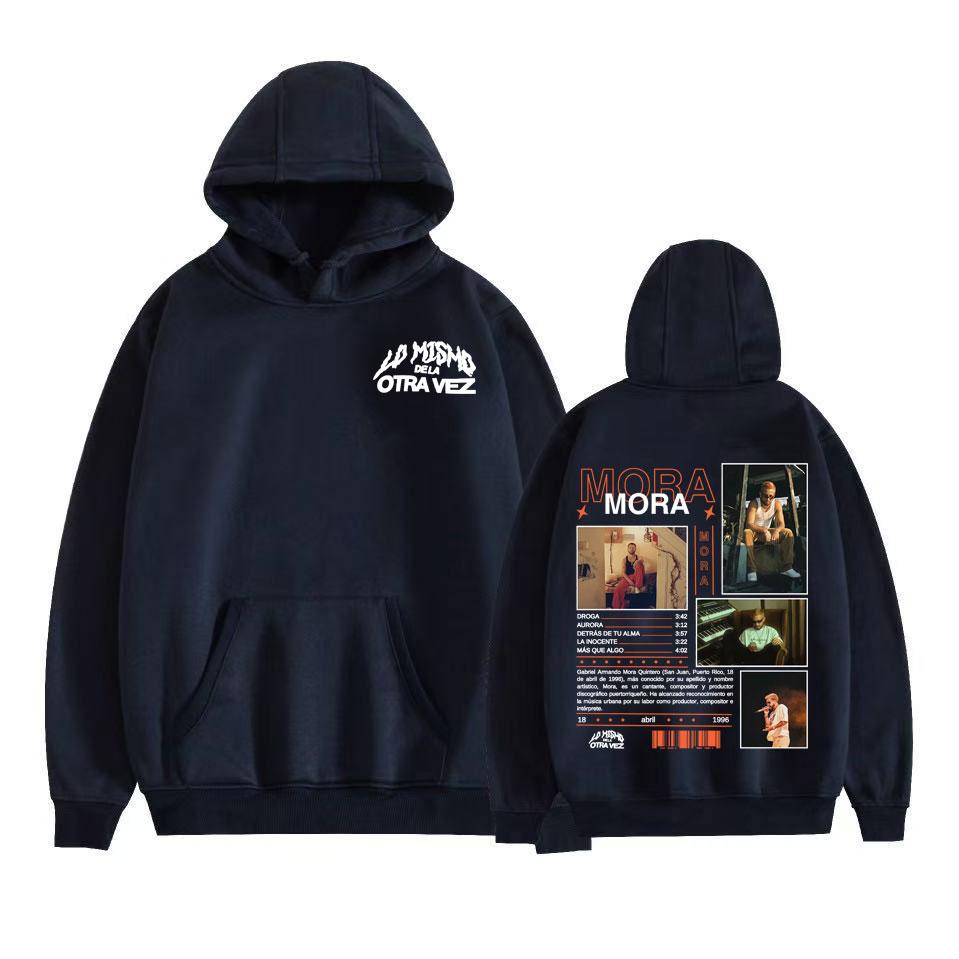 Rapper Mora Lo Mismo Dela Otra Vez Tour 2025 Hoodies Men Fashion Hip Hop Vintage Sweatshirt Casual Fleece High Quality Pullovers