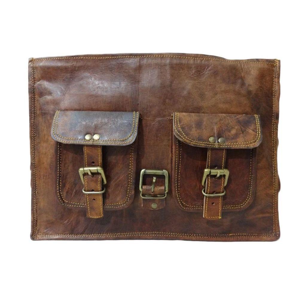 Men's Genuine Vintage Brown Leather Messenger Shoulder  Laptop Bag Briefcase
