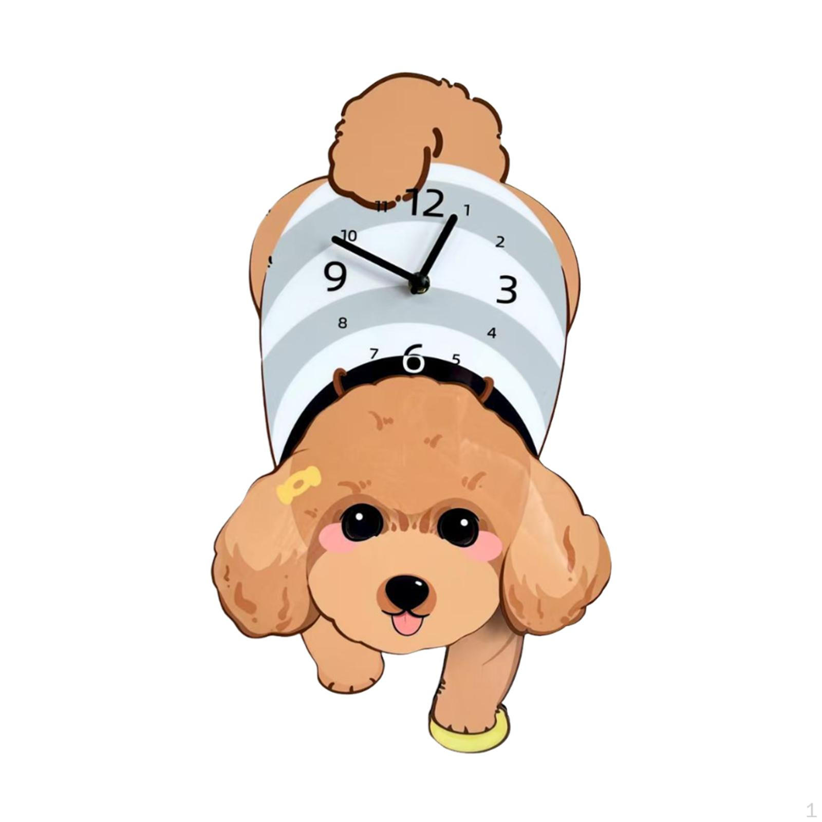 

Adorable Dog Shaped Wall Clock Hanging Ornament Portable Decoration Low Noise with Pendulum жёлтый