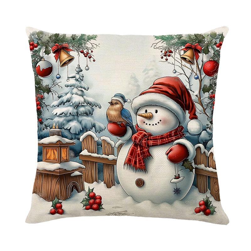 Christmas home decoration pillow cover Santa Claus Fawn Snowman printed sofa cushion suite room decoration friend gift
