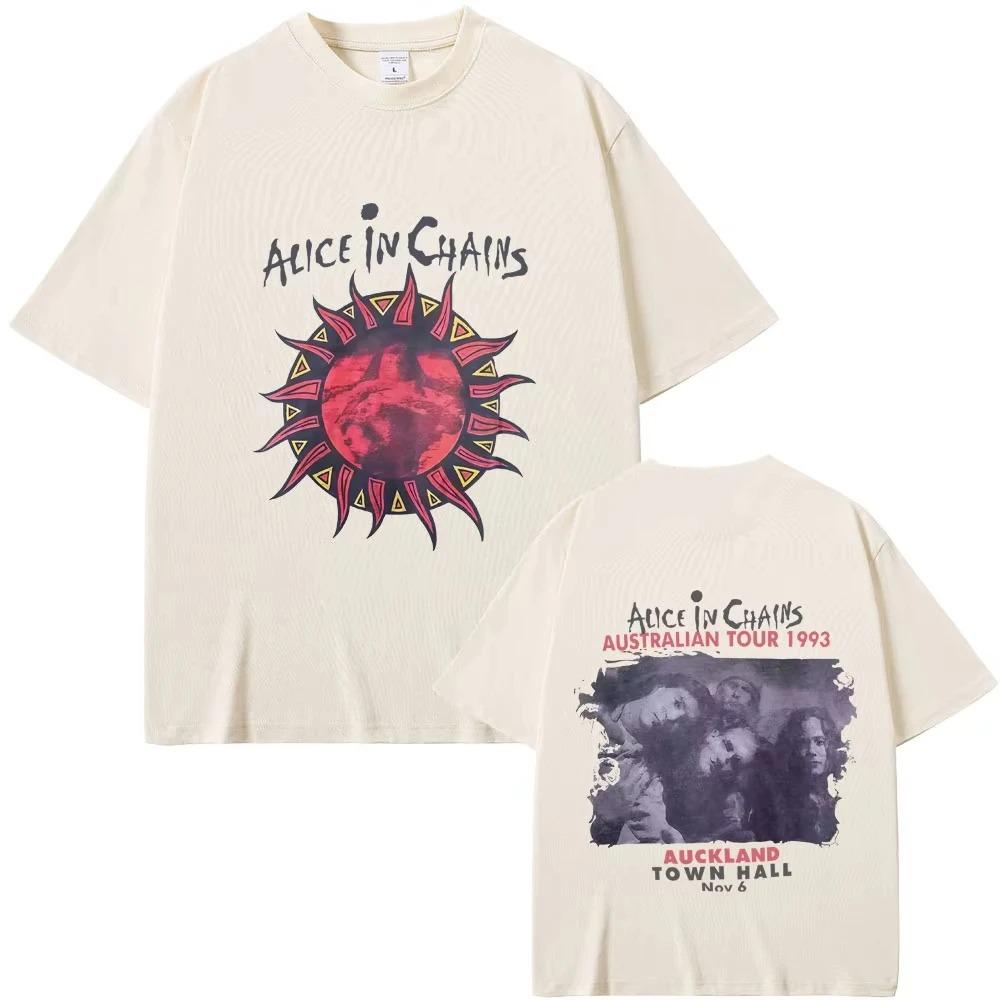 Alice In Chains 1993 Tour Australiano Maglietta Vintage Double Sided Grunge Rock Cotone Nero Magliette Unisex
