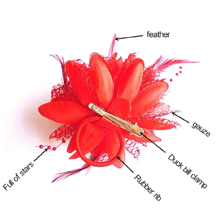 Feathers Flower Hair Accessories Wedding Party Floral Mesh Veil Headband Hairpin