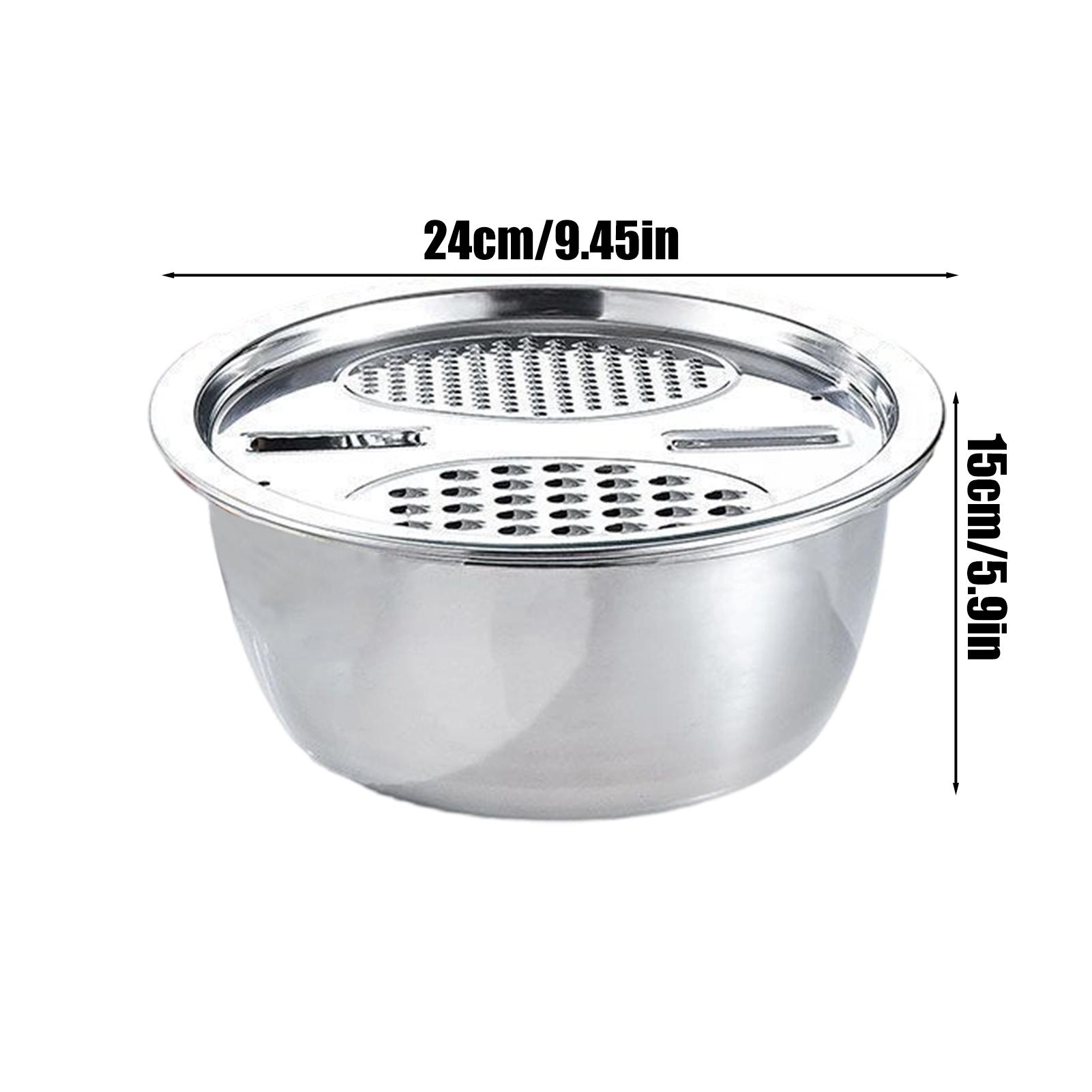 Stainless Steel Basin Set Multifunctional Mixing Bowl Set Grater Bowl 3 In one Salad Maker Bowl Mixing Bowl Set With Drain Bask
