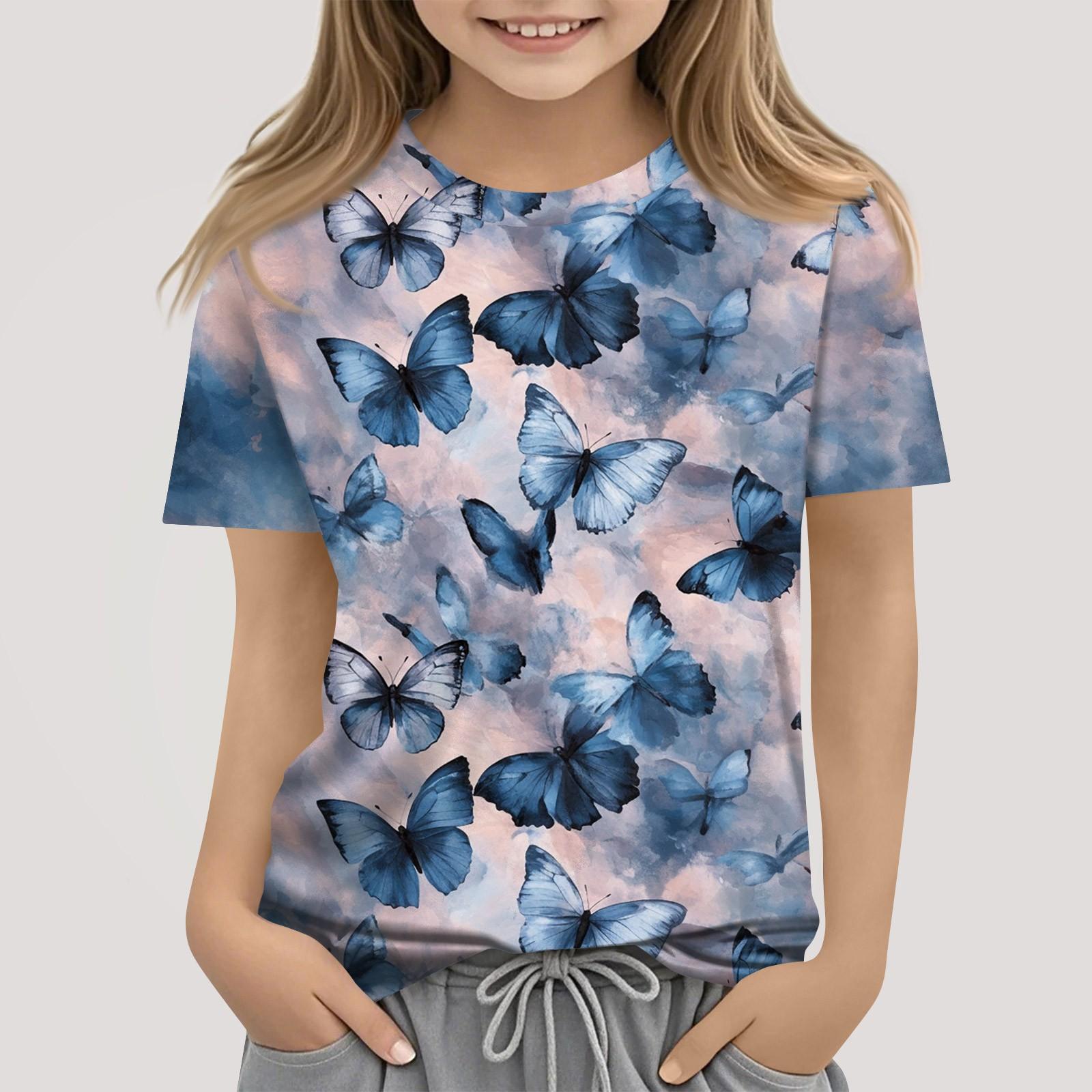

Children s Fashion Casual Short Sleeve Animal Floral Print Round Neck T-Shirt Top 160
