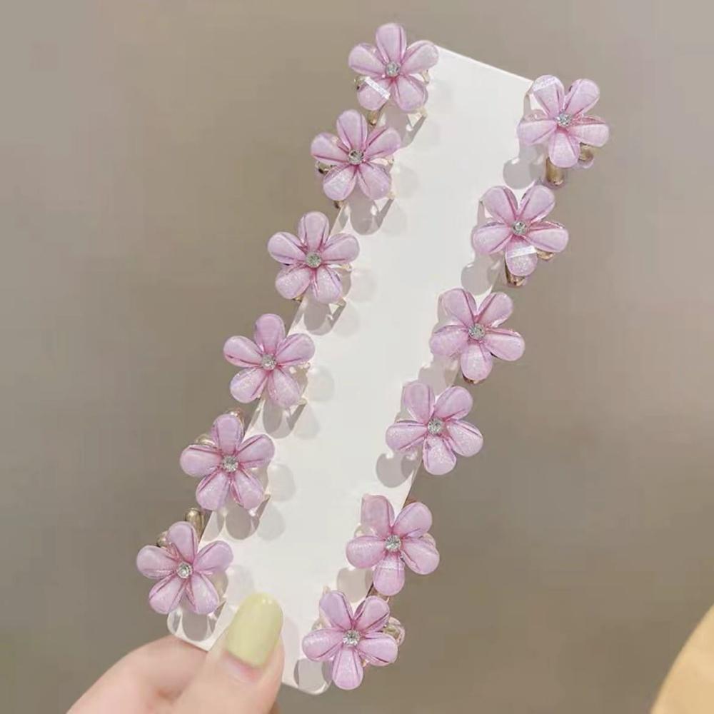 

12-Pack Glitter Five-Petal Flower Small Hair Clips, Fresh and Sweet Style, Suitable for Braids / Daily Styling / Party Decoratio