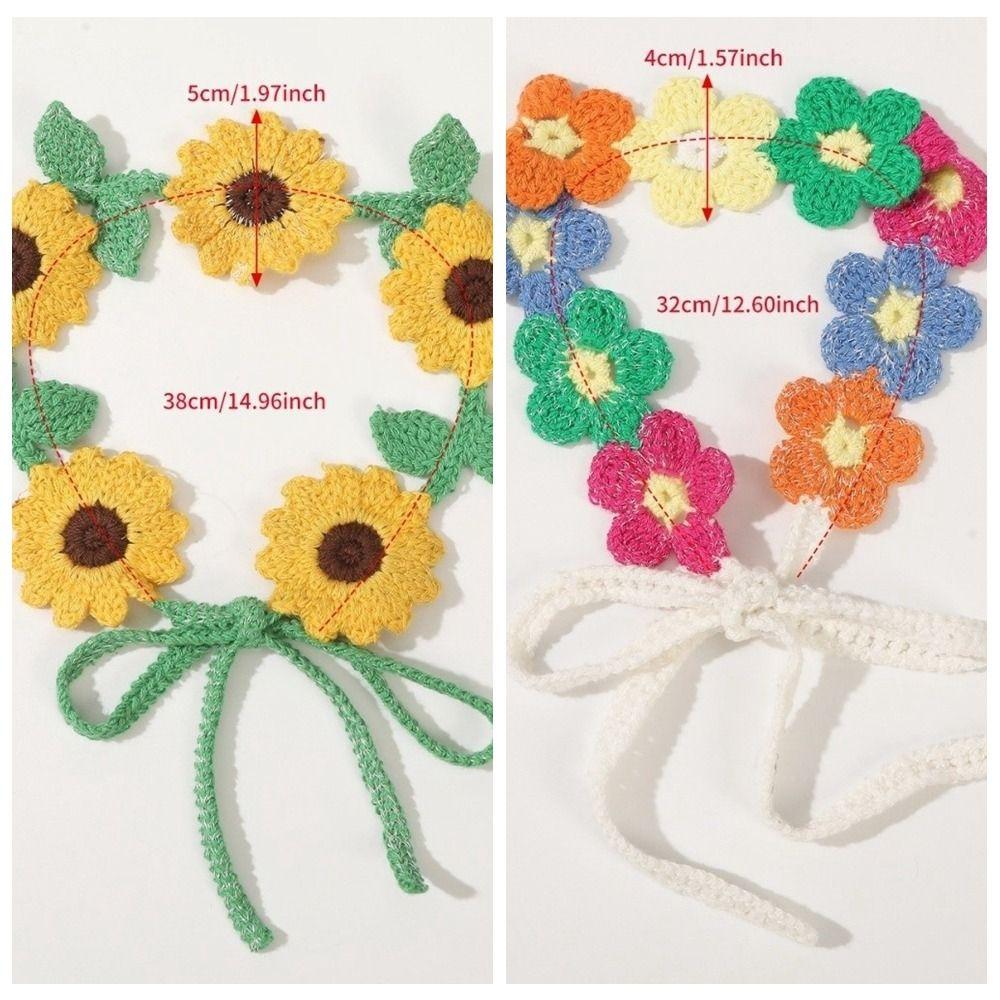 Fashion Countryside Style Crochet Hair Bands French Knit Fabric Flower Hair Bands Headwrap Crochet Texture Hair Scarf Women