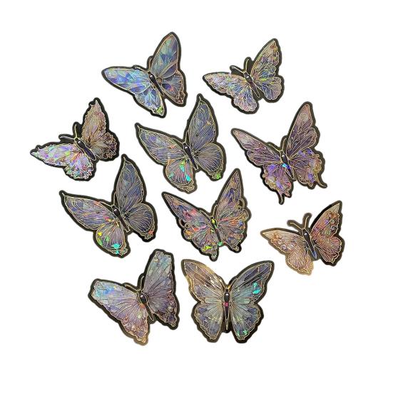 

10 шт. Голографічні наклейки-метелики Водонепроникні ПЕТ-наклейки для ноутбуків, пляшок для води, чохлів для телефонів, саморобних виробів, скрапбуків, журналів, вінтажний богемний декор фіолетовий
