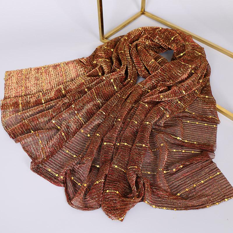 Summer Lurex Glitter Scarf Elegant Lightweight Elastic Shawl For Women Fashion Sparkly Sequined Party Shawls 180*65Cm