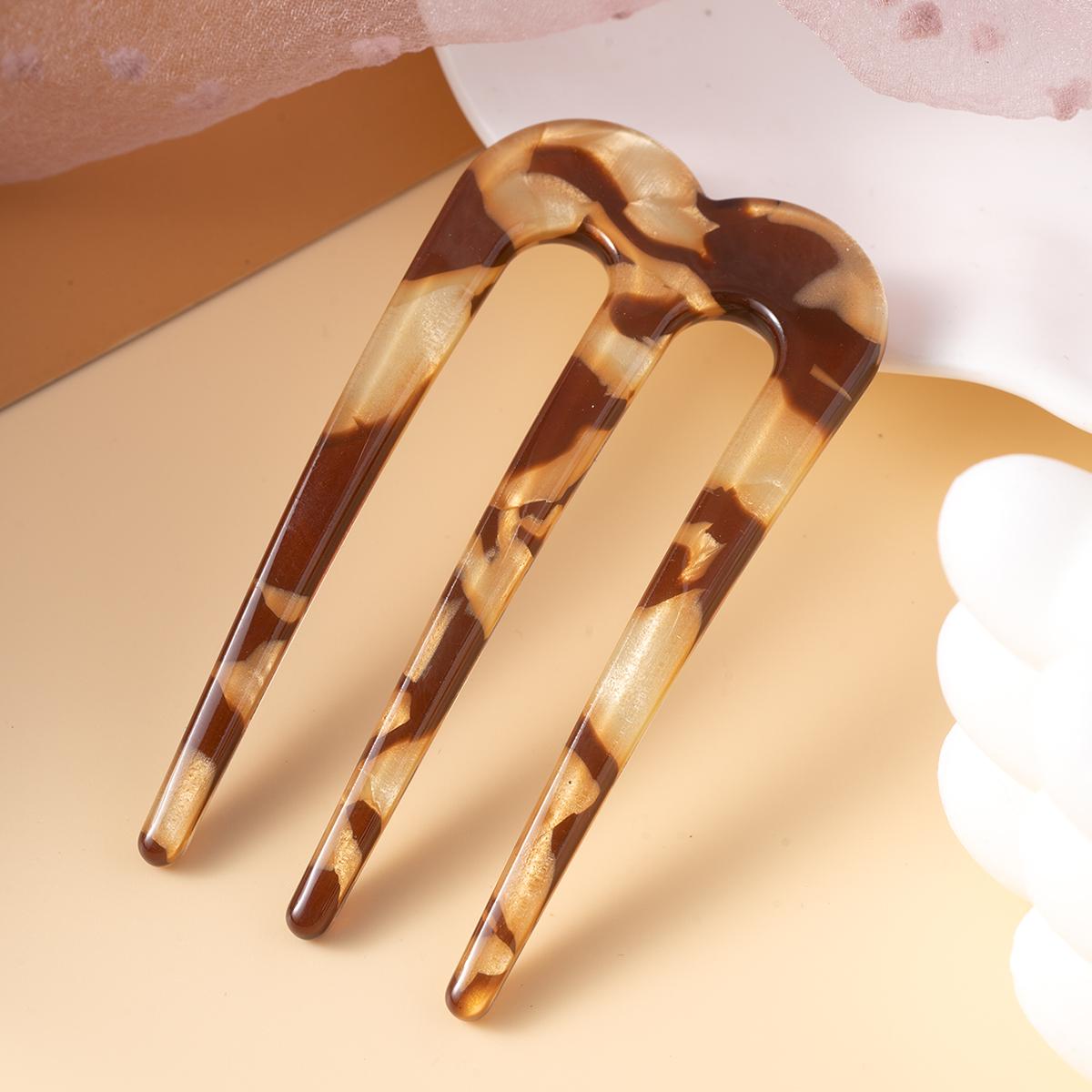 

Трехзубцовая вставная расческа-заколка, инструмент для прически ленивый пучок , U-образная заколка-шпилька, простая заколка для женщин