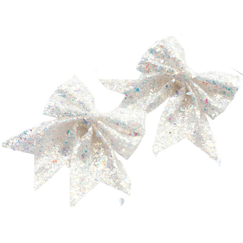Sparkling Glitter Christmas Bow for Tree and Wreath Decorations for DIY Holiday Projects with Lightweight Polyester