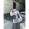 Kumikumi Design Lace Long Sleeve Shirts Stacked Vest Sling Women Autumn Loose Casual Pants Three-Piece Set