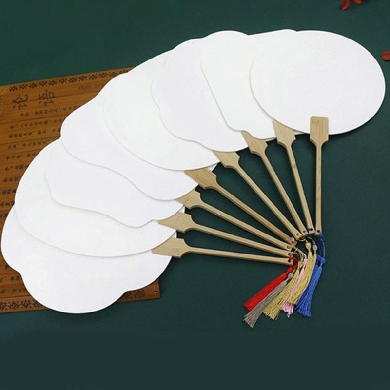 Blank Rice Paper Fan Round Fan Paper Hand Fan Wedding Fan Decorative Painting Fan Blank Fan Kids