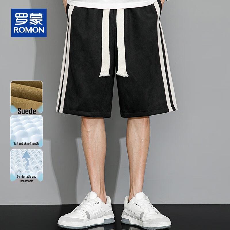 

ROMON Men s Summer Suede-Feel Casual Shorts M