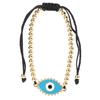 Beaded Bracelet Bohemian Turkish Eye String Bracelet with Golden Beads for Men Women Children CouplesBlue
