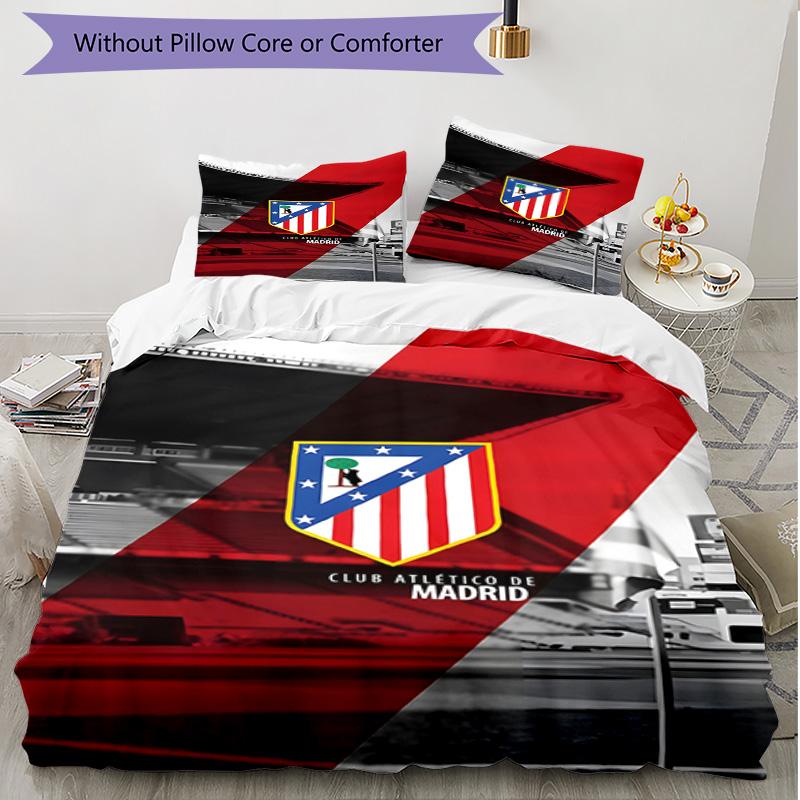 3pcs Duvet Cover Set (1*Duvet Cover + 2*Pillowcase, Without Core), football club Print Soft All‑Season Bedding Set, Home Bedroom Decor Gift
