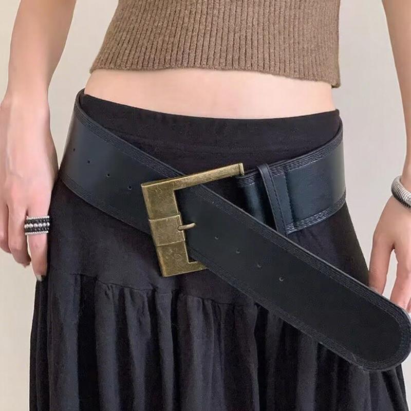 Women's Rivet Belt Gothic Heavy-Duty Leather Waist Belt Y2k Punk Dress Jeans Belt Waist Accessories