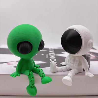 3D Printed Astronaut Alien Statue Ornaments, Unique Space Science Fiction Designed Movable Aliens, Astronaut Party Decorations