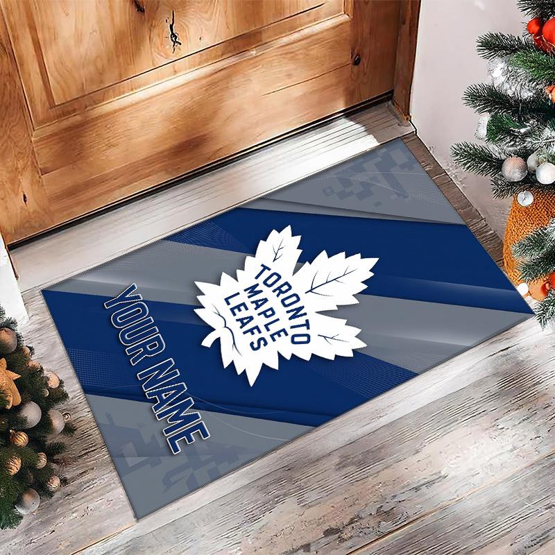 Toronto Maple Leafs Crystal Velvet Rug, Custom Name Text Personalized Non‑Slip Floor Mat for Home Decor Gift