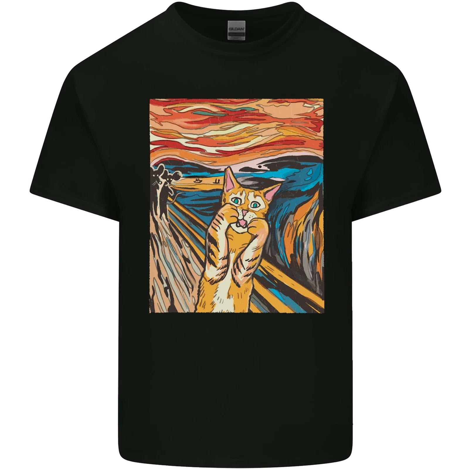 Cat Scream Painting Parody Kids T-Shirt Childrens S