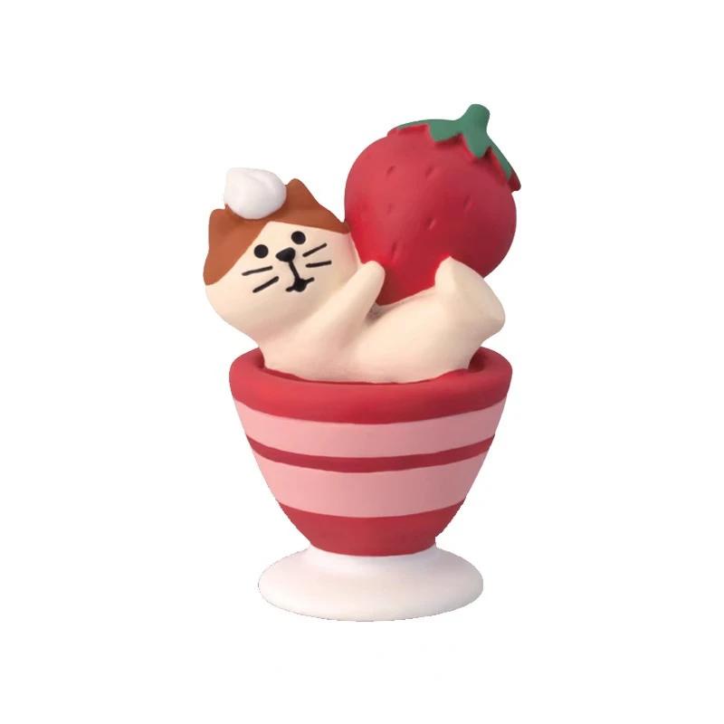 Cat Scene Ornaments Valentine's Day Gifts Chocolate Food and Entertainment INS Strawberry Bread Decoration Resin Ornaments