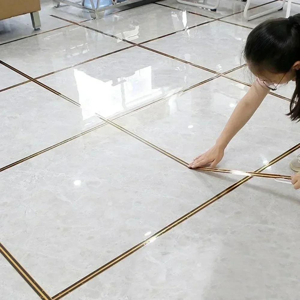 1 Roll 5m Living Room Tile Gap Tape Self Adhesive Mildewproof Gap Sealing Foil Strip Wall Tile Floor Stickers Home Decoration