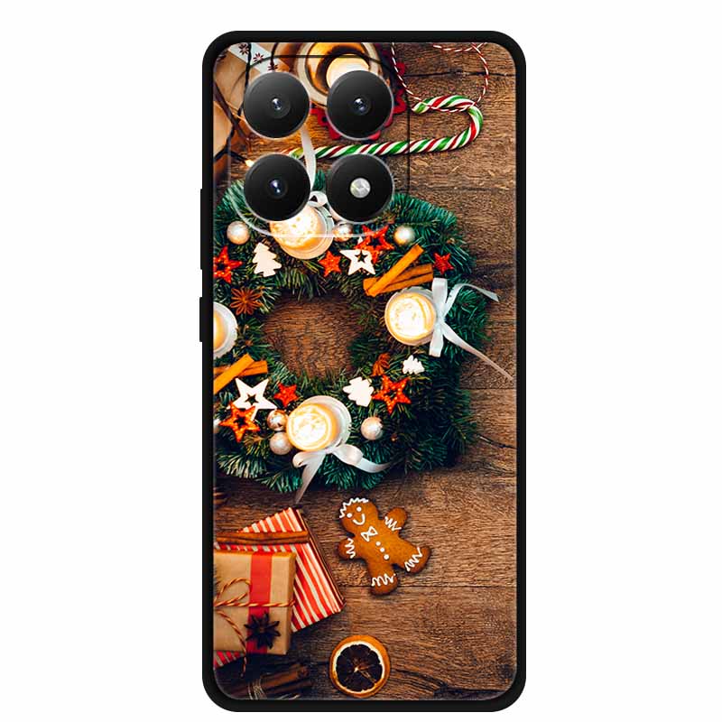 Christmas Cover For Xiaomi 15T 5G Case Black Silicone Cases TPU Santa Claus Christmas Tree Cover Cartoon Deer For Mi 15T 5G 15 T