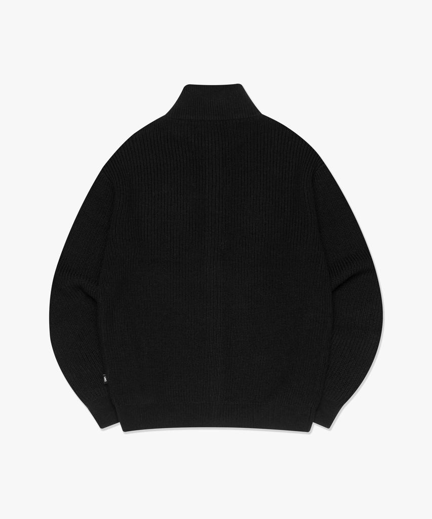 Lmc Script High Neck Zip-Up Knit Cardigan Black