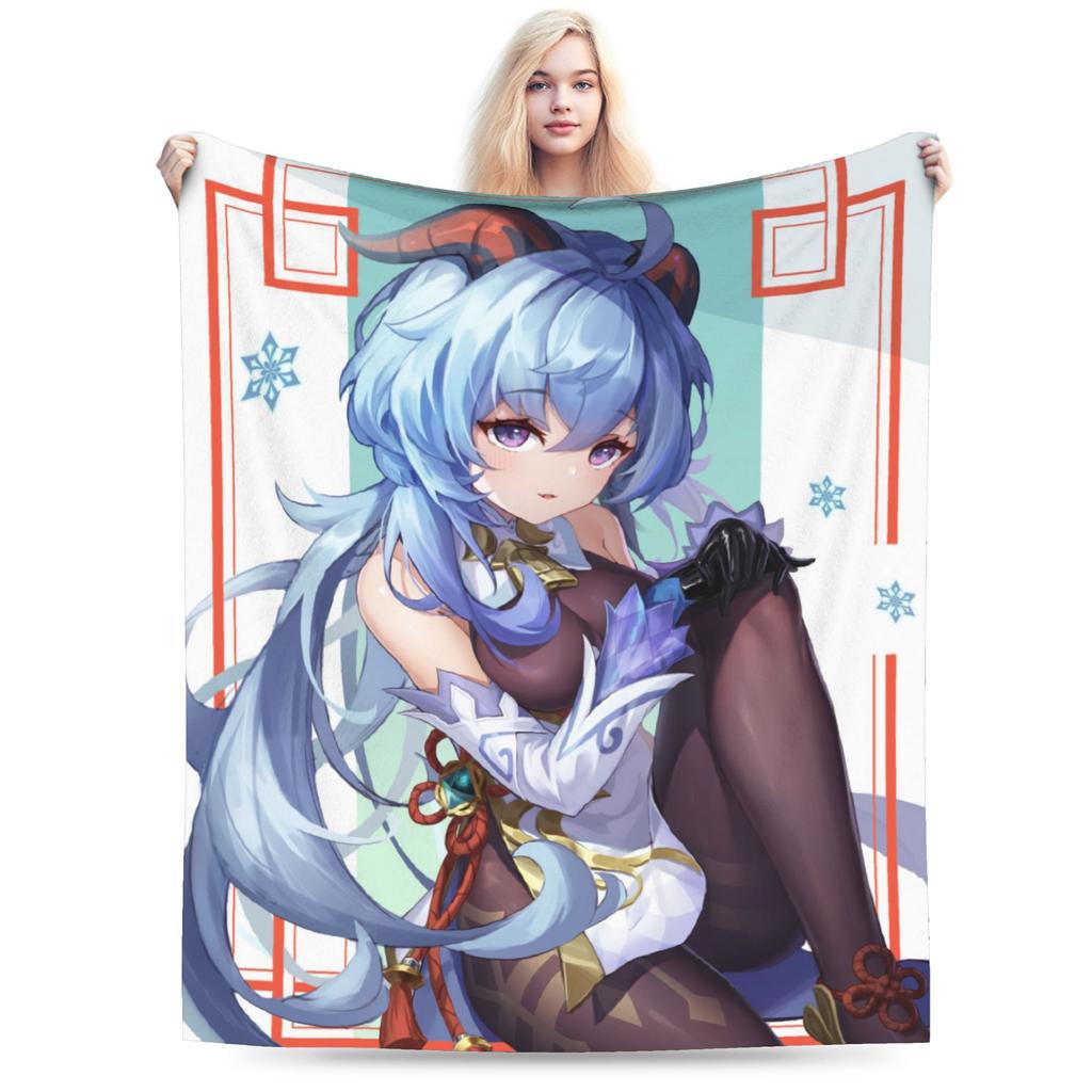 Genshin Impact Venti Blankets Velvet Summer Air Conditioning Barbatos Anime Multi-function Warm Throw Blanket for Bed Car Quilt
