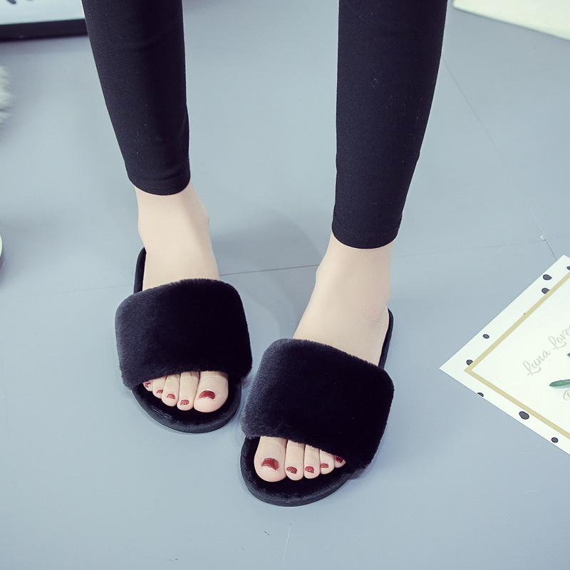 Cotton slippers autumn and winter open toed plush one line mop for living, indoor floor mop, comfortable soft bottom