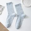 Female Summer Thin Style Pure Cotton Lace Mesh Breathable All Match Solid Color Vertical Bar Boneless Tube Socks