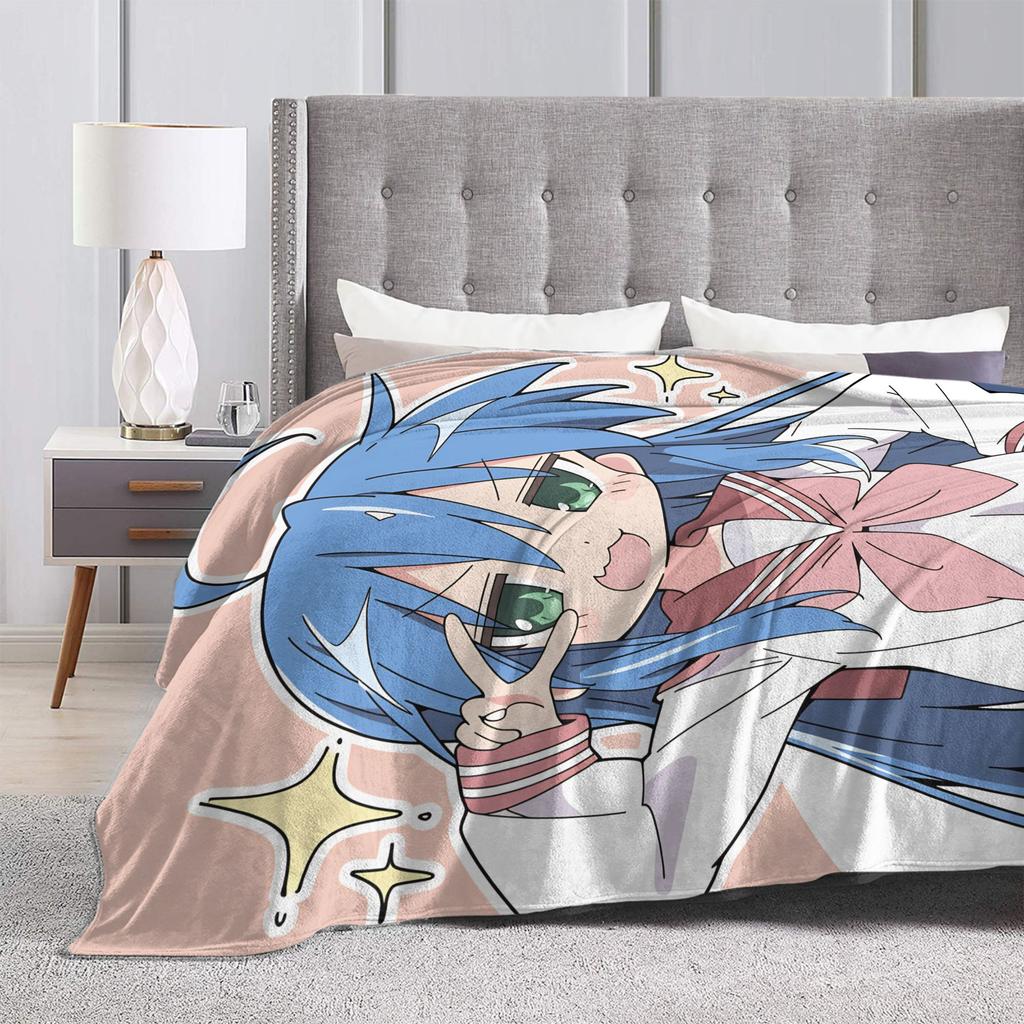Soft Warm BlanketChild Picnic Konata izumi L-Lucky S-Star Throw Blanket  Flannel Bedspread Couch Chair Aesthetic Sofa Bed Cover