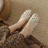 Roman woven sandals women's 2025 summer flat-soled soft-soled French silver women's white low-heeled hollowed-out fish mouth shoes